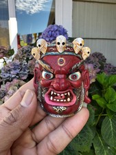 Red Tibetan Mahakala Wrathful Deity Mask Fridge Magnet Protection Amulet picture