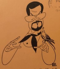 POSTCARD MAGICIAN HARRY BLACKSTONE JR   TOURING SCHEDULE WITH A HIRCHFELD PRINT  picture