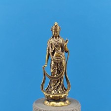 58mm Brass Guanyin Bodhisattva Statue Fengshui Buddhist Lucky Desktop Ornament picture