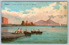 c1920s Napoli Castello dell'Ovo Vesuvio Italy Antique Postcard picture