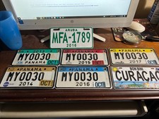GROUP LOT OF 7 PANAMA  curacao aruba motorcycle license plates picture
