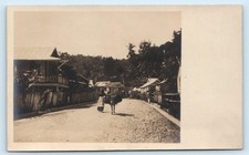 RPPC PORT ANTONIO, Jamaica ~ STREET SCENE ~ Woman w/Donkey c1910s  Postcard picture