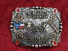 Champion Bullfighting X~Treme Rodeo☆2000☆TROPHY BUCKLE☆Texas Bullzilla☆RARE☆831 picture