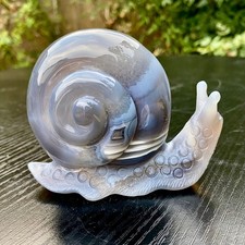 320G  Natural Purple Agate Geode Snail Carving Crystal Animal Statue Home picture