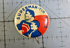 1940's SUPERMAN-TIM CLUB Member in Good Standing tin litho pinback button picture