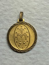 vintage Miraculous Medal Catholic Pendant Gold Tone picture
