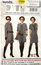 1990's Burda Misses'  Dress and Jacket Pattern 7580 Size 10-22 UNCUT picture
