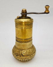 Vintage Brass Hand Crank Pepper Mill Spice Grinder Engraved Ornate 5