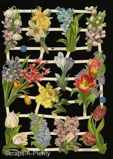 German Embossed Victorian Style Scrap Die Cut - Spring Time Flowers EF7413 picture