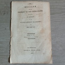 ​1817 Antique US Gov Document - President James Madison Contingent Expenses 1816 picture
