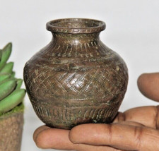 Antique Brass Drinking Pot Lota Original Old Hand Crafted Fine Engraved picture