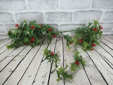 Vintage Plastic Christmas Holly Leaves Berries project craft pieces from garland picture