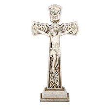 Garden Crucifix Cross Stone Resin 23.5 Inch Religious Outdoor Statue Decor picture