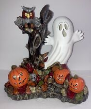 Vintage Ceramic Lighted Halloween Ghost Pumpkin Ceramic  Figure Decor  1978 picture