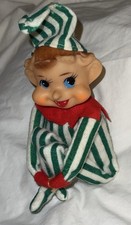 Vtg Green White Striped Knee-Hugger Pixie Elf, Japan 1950s or 1960s. picture