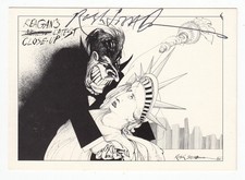 Ralph Steadman Cartoonist SIGNED AUTOGRAPHED Postcard Ronald Reagan 1983 picture
