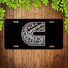 Laser etched engraved Cummins Black on Brushed Aluminum License Plate Tag picture