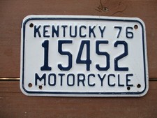 Vintage 1976 Kentucky Motorcycle License Plate 15452 picture