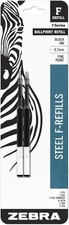 Zebra Pen Steel, F-Refill Ballpoint Ink Refills, 0.7mm Fine Point, Black Ink, picture