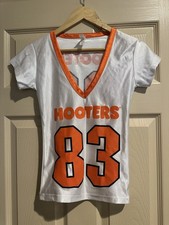 RARE #83 WHITE HOOTERS GIRL UNIFORM COSTUME FOOTBALL JERSEY SIZE XS EXTRA SMALL picture