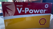 Shell V-Power Gas & Oil Sign Panel Red Yellow White 30.5”w x 17”h  *NOS” SET (2) picture