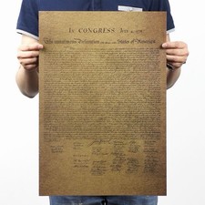 1776 Declaration of Independence Poster Vintage USA Constitution Kraft Paper  picture