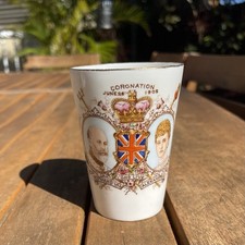 1902 Coronation of King Edward VII & Queen Alexandra Porcelain Beaker, England picture