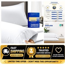 THREAD SPREAD Egyptian Cotton Pillowcases Queen Set of 2 White 1000 Series picture