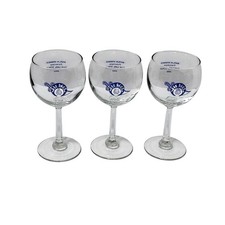 Vintage Abu Bekr Shriners 2002 Potentate Wine Glasses Set of 3 Blue Clear 6 3/8