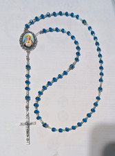 Christian Rosary, Rosary Of The Immaculate Heart, Teal & Clear Crystals picture