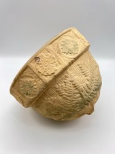 Vintage Hanging Flower Planter Pot Fern Pattern Unglazed Pottery Unknown Maker picture