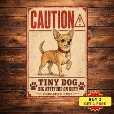 Chihuahua Warning Notice Metal Sign Funny Pet Security Wall Decor picture