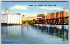 c1940s Quaker Oats Company Cedar Rapids Iowa Bridge Linen Postcard picture