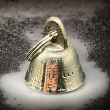 Vintage Very Small Miniature Metal Handmade Bell Etched Design GUC picture