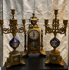 imperial 3-piece vintage clock garniture set. made in Italy, picture