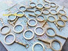 Lot of 50 PCs Nautical Brass Miniature MAGNIFYING Glass Pendant Key Chain Gift picture
