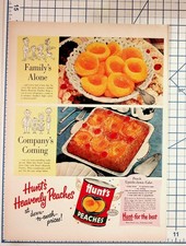 Vintage 1950s Hunt's Peaches Ad Magazine Print Family Recipes Fullerton CA picture