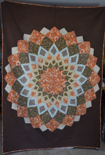 Vintage Amish Dahlia Quilt Coverlet Machine Made Harvest Fall Blanket Bedding picture