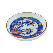 Large Vintage Japanese Porcelain Ceramic Shallow Serving Bowl White Blue Floral. picture