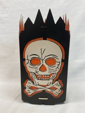 Antique German Halloween Skull & Crossbones 4 Sided Die Cut Candle Lantern picture
