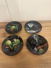 Michael Godard Santa Barbara Design Set of 4 Canapé Plates Olive Party RARE picture