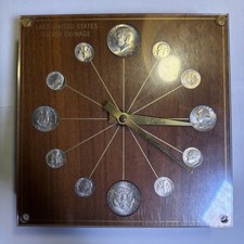 Vintage Marion Kay 1964 Silver Coin Clock Model 72 MCM Walnut 90% US Silver Coin picture