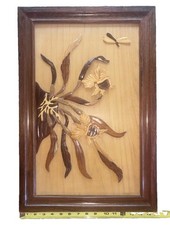 Beautiful Vtg MCM Intarsia 3D Multi Wood Aquatic Fish Coral Reef Wall Art 23.5 picture