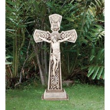 Garden Crucifix, 23.5'' Outdoor Statue, Ornate (USUALLY SHIPS IN 2 DAYS) picture