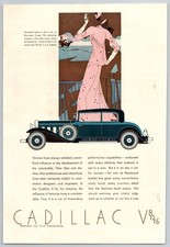 Vintage 1931 Cadillac V-16, Art Deco Woman, Automobile, Auto, Car, 30's Print Ad picture