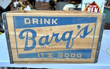 Rare Barq's Root Beer Advertising Wooden Box Shipping Crate Blue Letters Clean picture