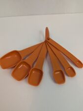 Vintage 1970’s Tupperware Measuring Spoons Harvest Orange Set Of 5 On Ring picture