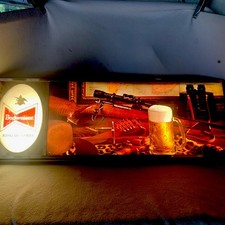 Vintage 1960’s Budweiser Beer Lighted Sign Rifle Safari Gun Hunt picture