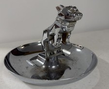 VTG Mack Truck Chrome Bulldog Hood Ornament Cigar Pipe Ashtray Patent #87931 picture