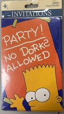 Vintage '95  The Simpsons Bart Simpson Party Invitations Unopened Deadstock picture